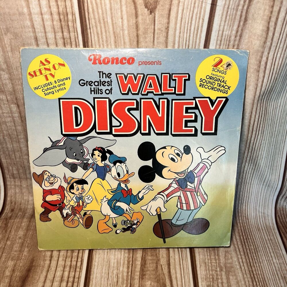 Ronco The Greatest Hits of Walt Disney Original Sound Tracks Vinyl Record
